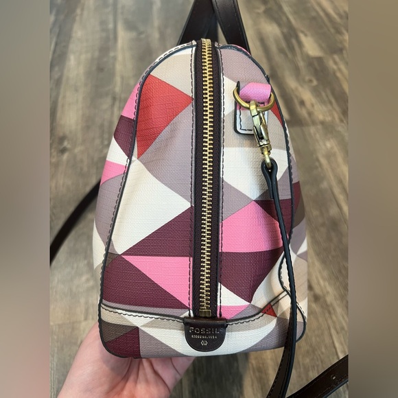 Fossil Geometric Crossbody Bag - Pink, Red, Brown - Picture 4 of 14